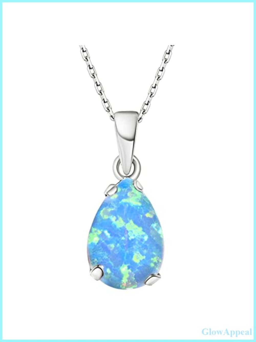 925 Sterling Silver Opal Birthstone Pendant Necklace for Women